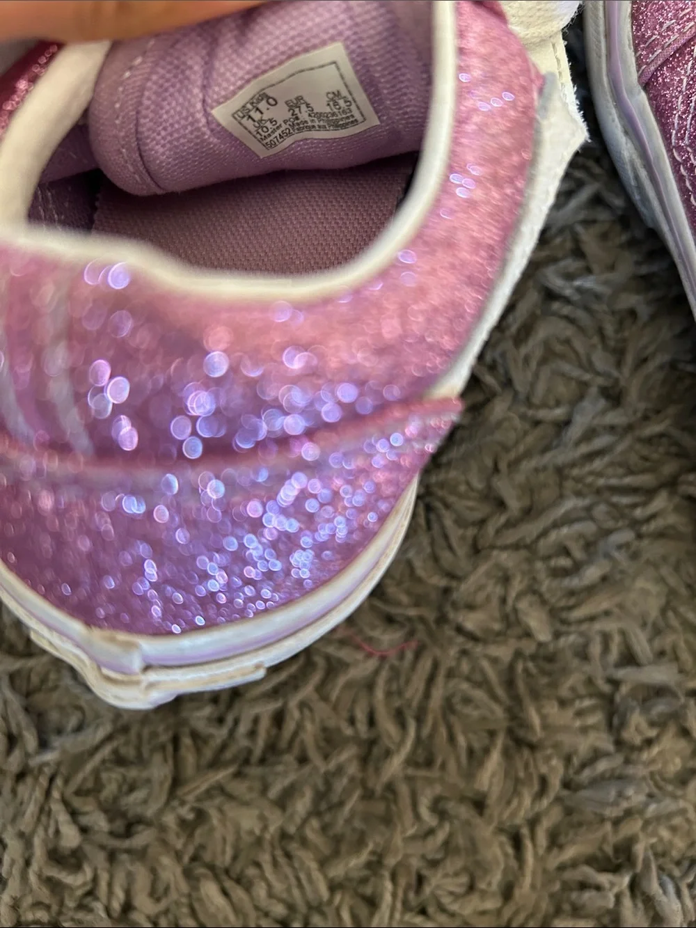 VANS Kids Pink Glitter Low-Top Sneakers with White Accents Size 11